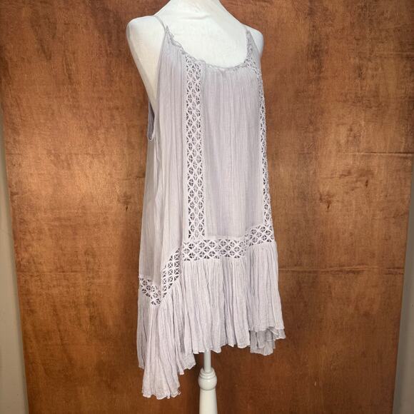 Chelsea & Violet Dresses & Skirts - Chelsea & Violet MED boho lilac sleeveless strappy crochet lace mini tank dress